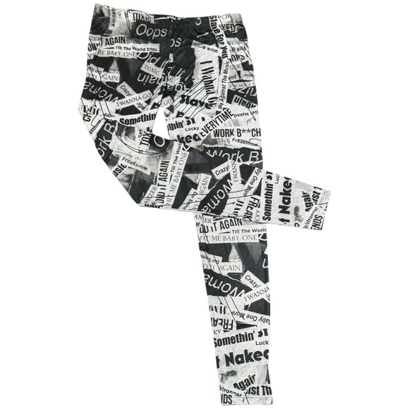 NWOT Britney Spears Newspaper Print Lyric Leggings – Juniors XL – Y2K It Girl - Picture 2 of 4